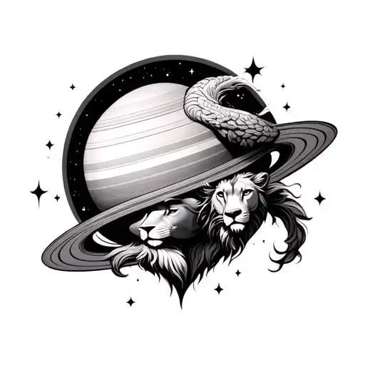 Saturn With Leo Sign Intertwined
