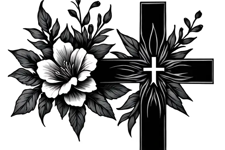 Cross Wrapped And Flower Growing