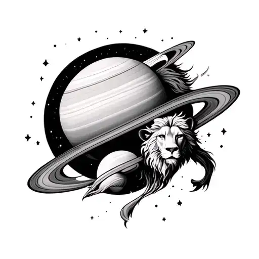 Saturn With Leo Sign Intertwined Minimalist