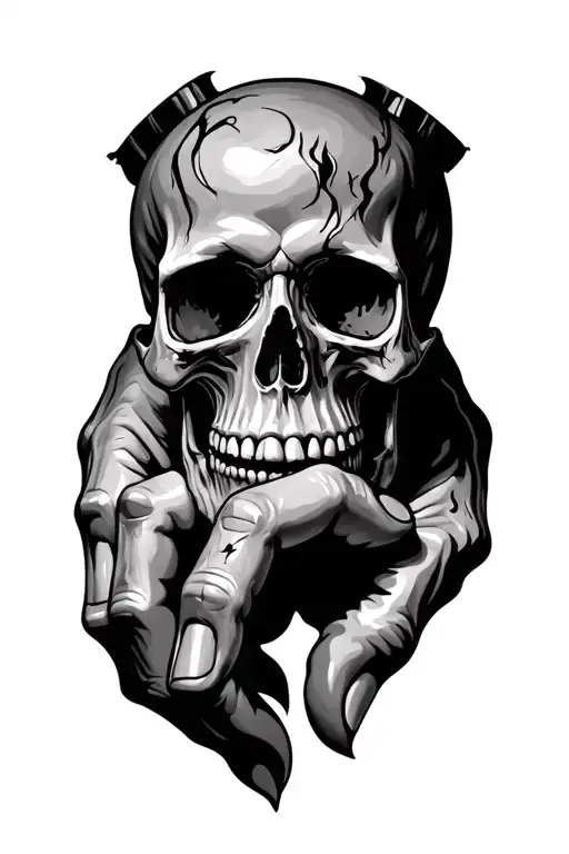 Skull Hand Tattoo With Pain