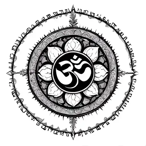 Dharma Wheel With Hinduism Om In Middle Of Wheel