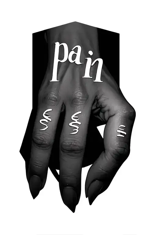 P A I N Written On Each Finger