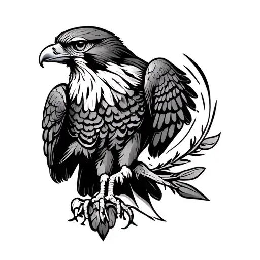 Simple Outline Falcon In Style Of Cybed Sigilism