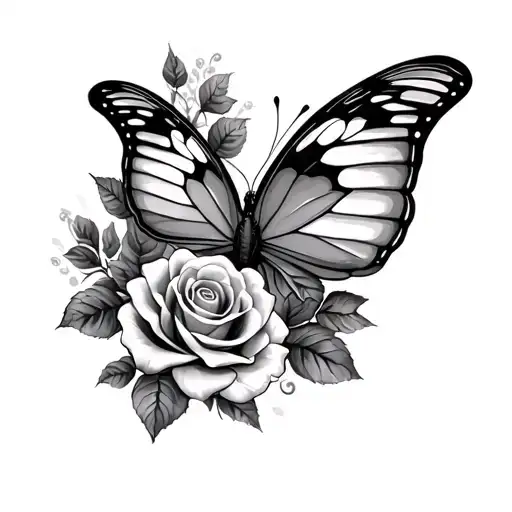 Butterfly With Roses