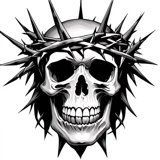 Skull With Crown Of Thorns