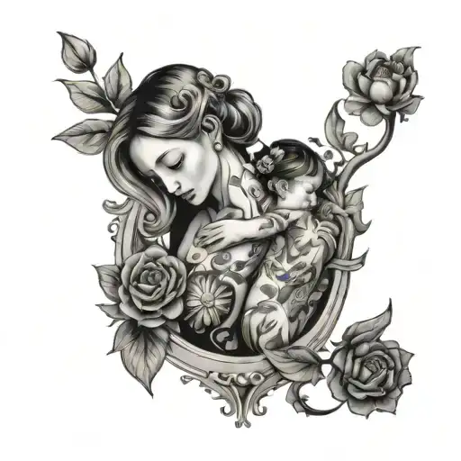 Motherly Figure Surrounded By Blooming