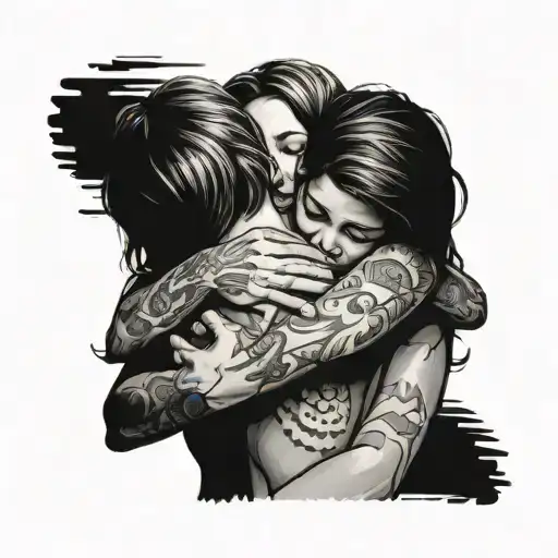 Mother And Children Hugging