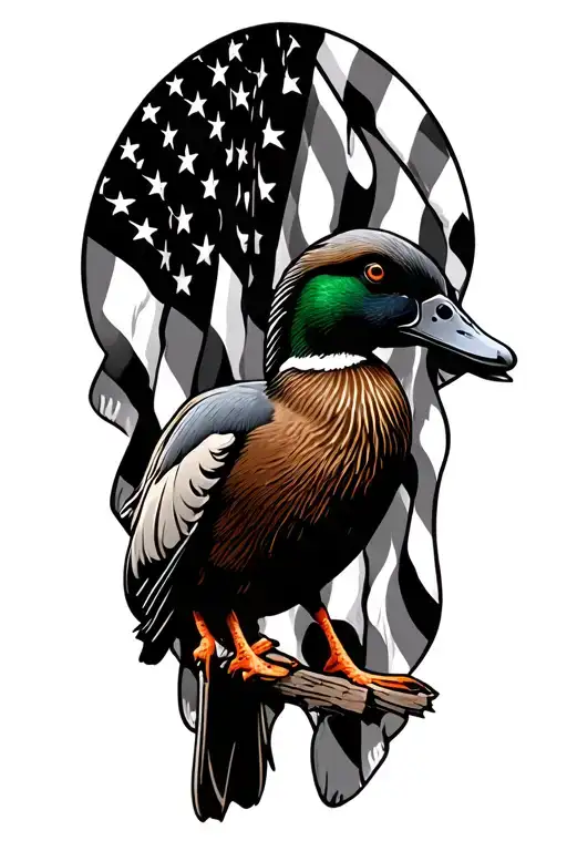 American Flag And Duck Hunting