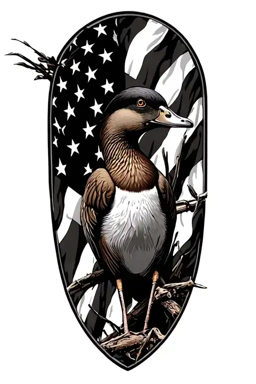 American Flag And Duck Hunting
