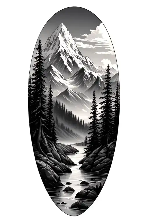 Mountains River Trees