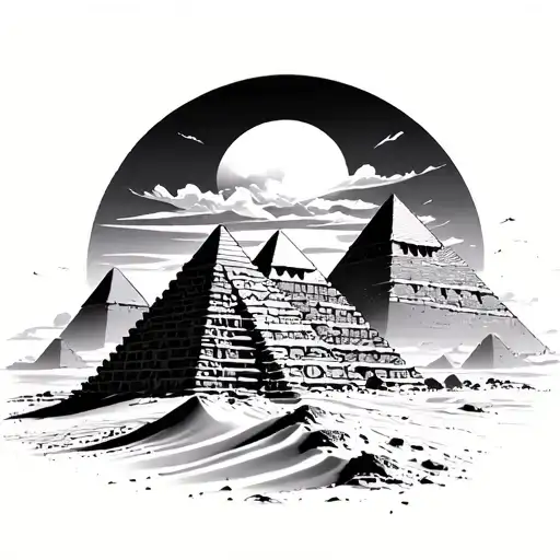 Egypt Pyramids Sand Sunset Sky