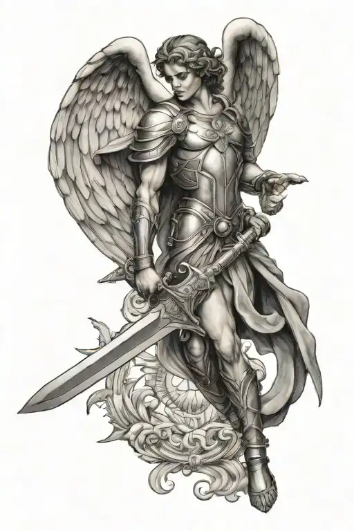 Archangel Holding Sword With Wings