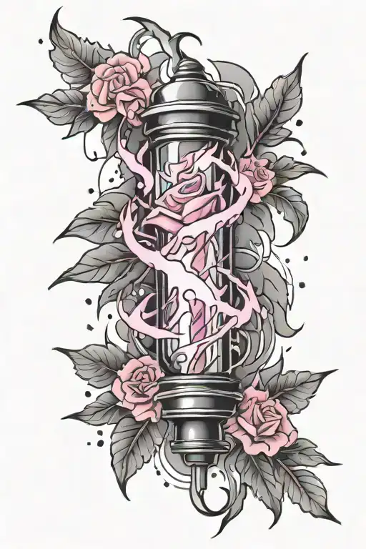 Neotraditional Tattoo Lightning Black And Pink Color