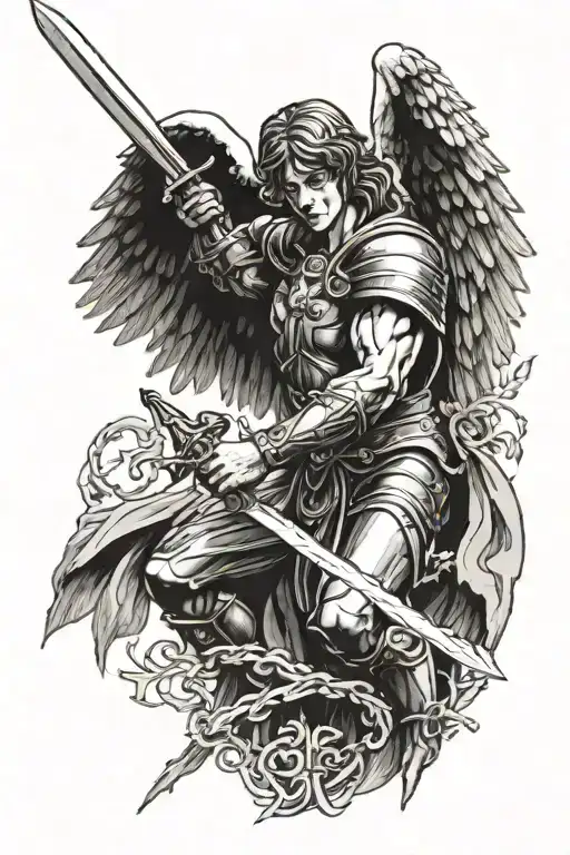 Archangel Holding Sword With Cross