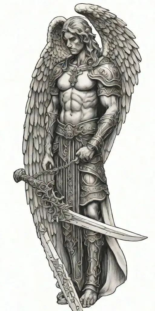 Archangel Holding Sword With Cross