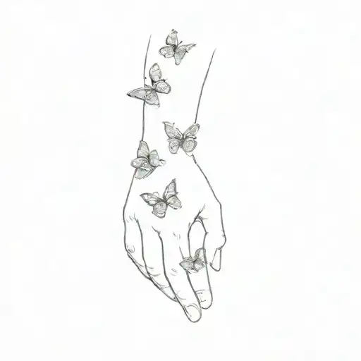 A Hand With Butterflies On It