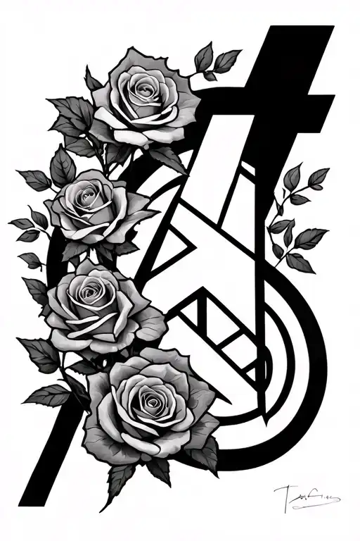 Full Sleeve Tattoo With Roses And Stems Tied Together With The Avengers Logo