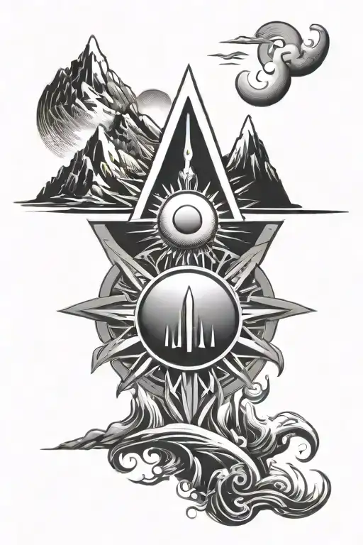 Sea Trishul Sun And Mountains