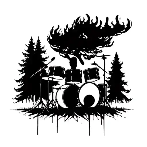 Burnt Forest Rip Drummer Silhouette