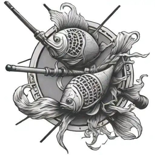 Two Fishing Poles Crossed