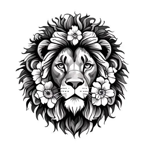 Lion Mandala Flowers