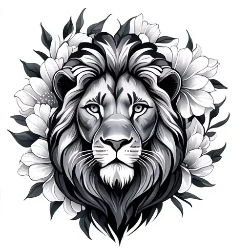 Lion Mandala Flowers Blooming
