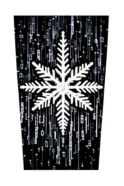 Electronic Snow Flake Made Of Binary Code