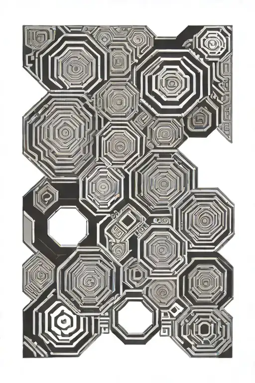 Greek Meander Pattern And Hexagons