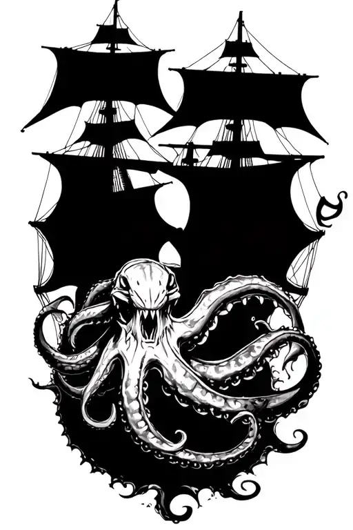 Kraken And Ship