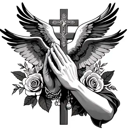 Praying Hands Roseary Beads Dove Crucifix