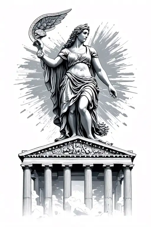 Nike Greek Goddes On Top Of The Greek Temple