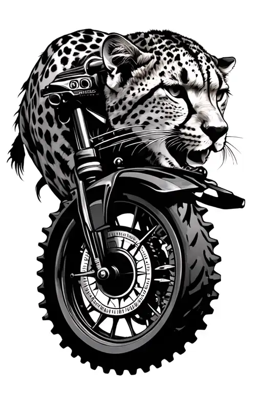 Cheetah And Motorbike Sprocket With Compass
