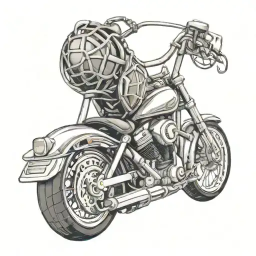 Motorcycle Engine Intertwined With A Basketball Net