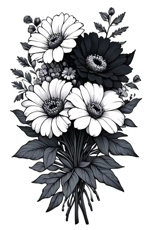 Flower Bouquet Fine Line