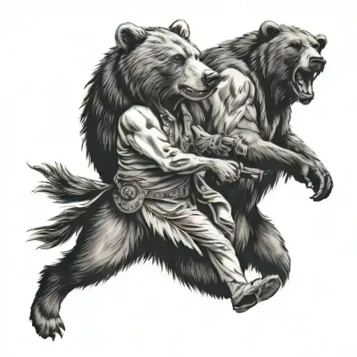 Get A Tattoo Of Two Indians Gatunlantin And Hani Shooting A Bear