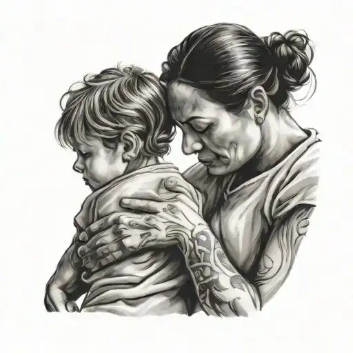 Wife And Son Holding Hands