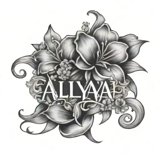 Name Aaliyah With Flowers Surrounding