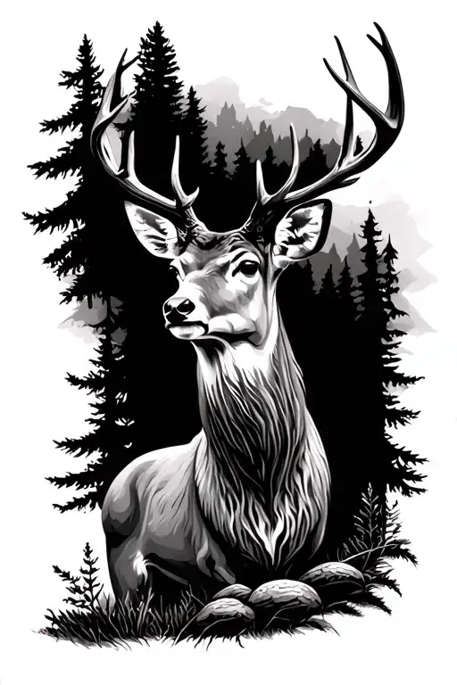 Sleeve Deer And Trees Background Looking