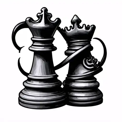 Infinity Sign With King And Queen Chess Pieces