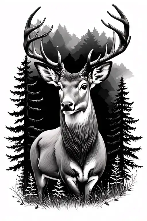 Sleeve Deer And Trees Background Looking