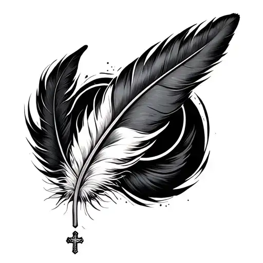 Infinity Feather With Cross Surrounded