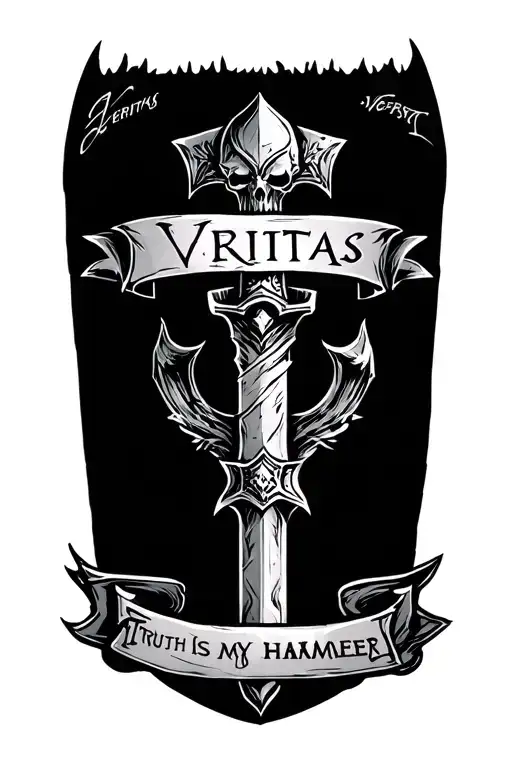 Warhammer With Banner That Says Veritas Truth Is My Hammer