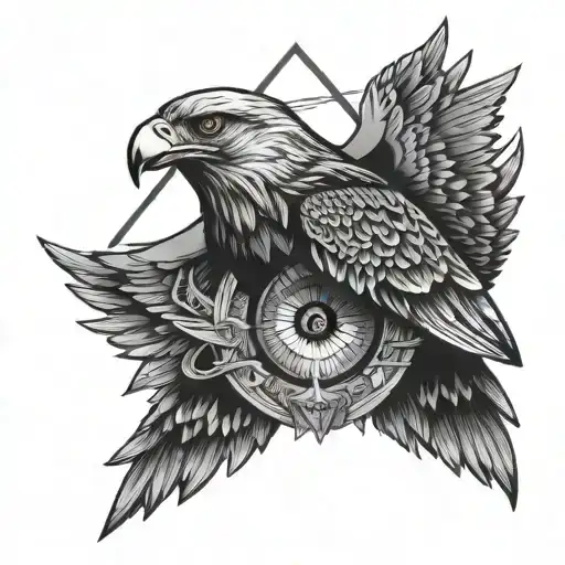 Illuminati Eye With Triangle In The Center Of Bald Eagle Spreaded Wings