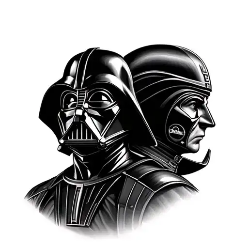 Dark Vader Half Face And Astronot In Trinity