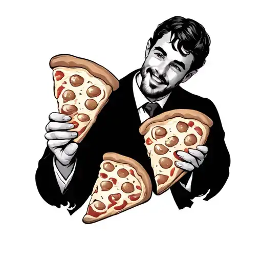 Slice Of Pizza Dad Holding Two Baby Pizzas