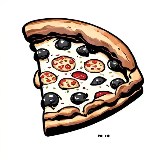 Slice Of Pizza Holding Two Baby Pizzas