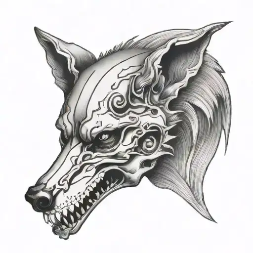 Wolf Skull With Illuminati