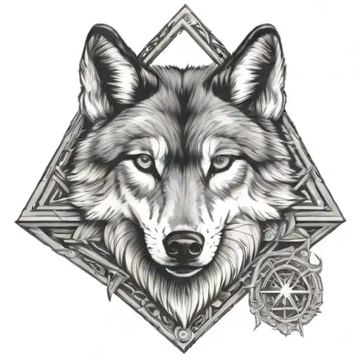 Wolf With Illuminati Symbols Incorporated
