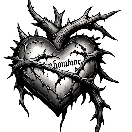 Thorn Heart Tattoo With Loved One's Name