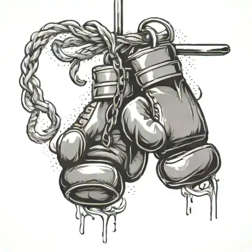 Cross And Boxing Gloves Hanging